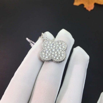 [⭐Hyrra Jewelry]CLOVER 25MM SILVER FULL DIAMOND BIG CLOVER NECKLACE