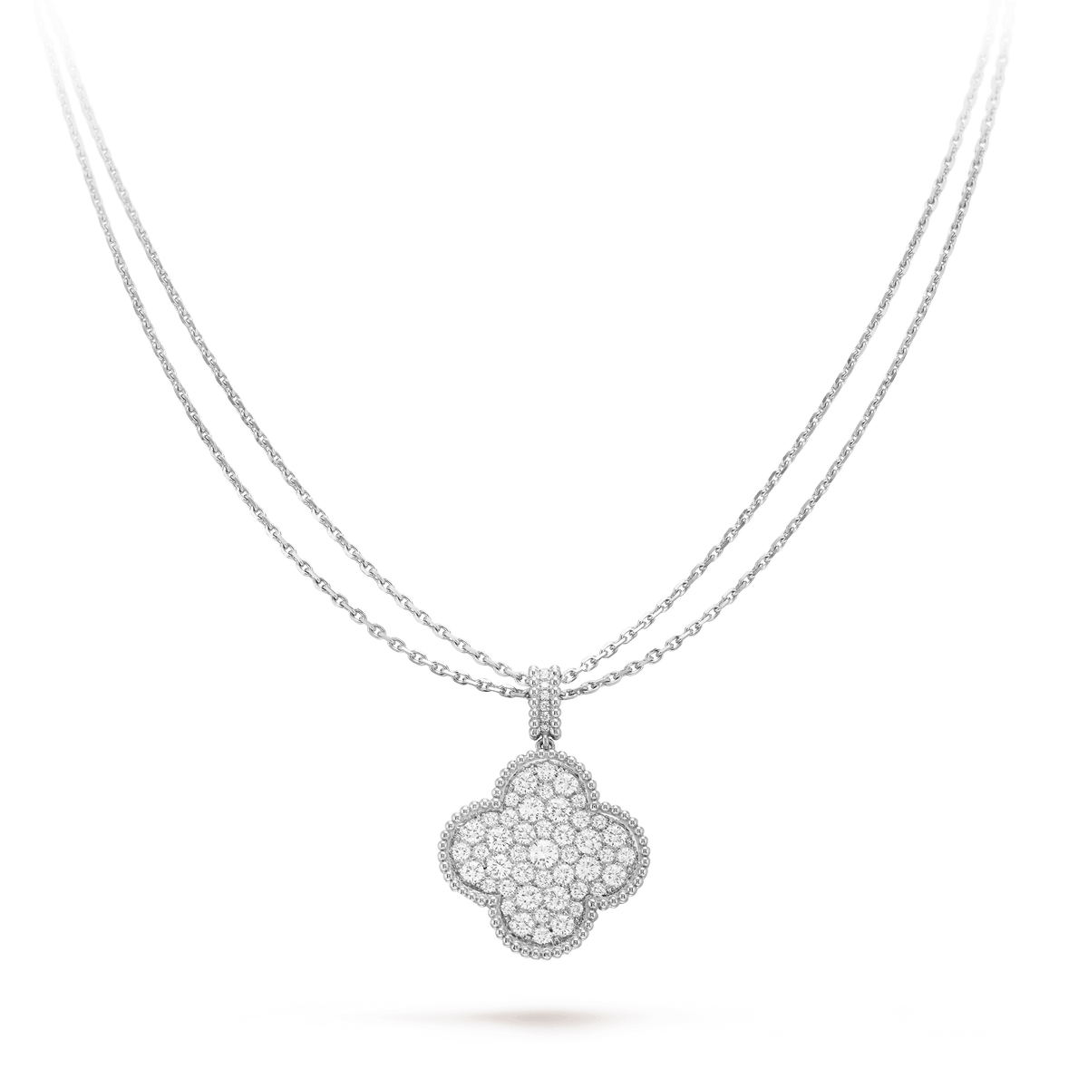 [⭐Hyrra Jewelry]CLOVER 25MM SILVER FULL DIAMOND BIG CLOVER NECKLACE