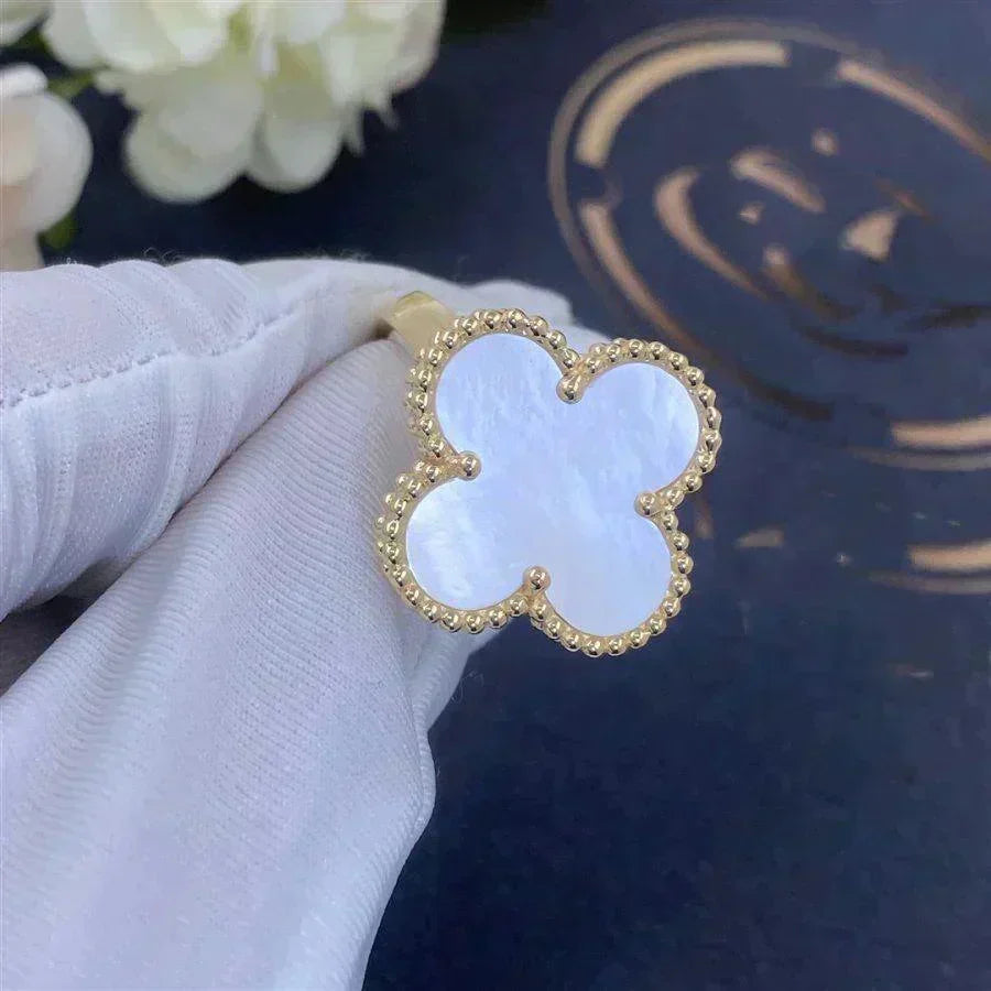 [⭐Hyrra Jewelry]CLOVER WHITE MOP RING