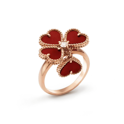 [⭐Hyrra Jewelry]SWEET CLOVER CARNELIAN RING