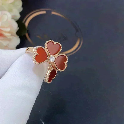 [⭐Hyrra Jewelry]SWEET CLOVER CARNELIAN RING