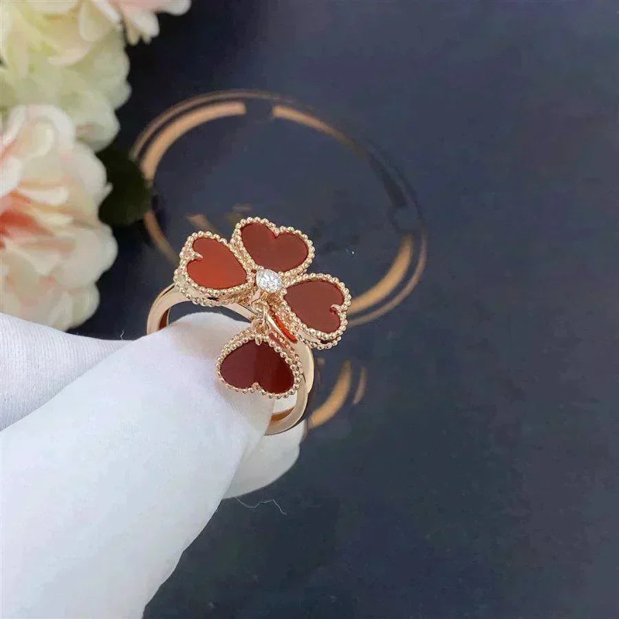 [⭐Hyrra Jewelry]SWEET CLOVER CARNELIAN RING