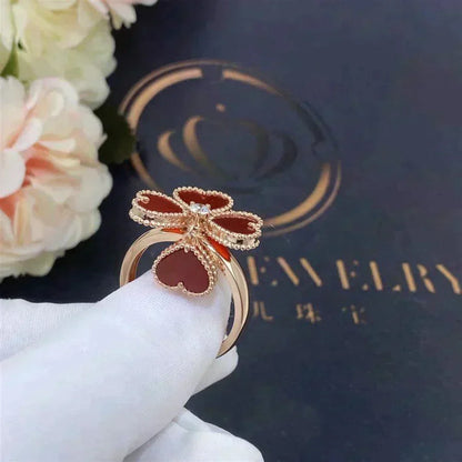 [⭐Hyrra Jewelry]SWEET CLOVER CARNELIAN RING