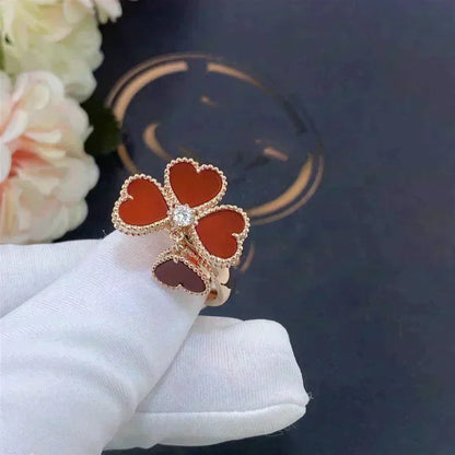 [⭐Hyrra Jewelry]SWEET CLOVER CARNELIAN RING