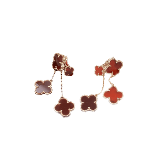 [⭐Hyrra Jewelry]CLOVER EARRINGS CARNELIAN 4 MOTIFS PINK GOLD