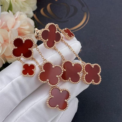 [⭐Hyrra Jewelry]CLOVER EARRINGS CARNELIAN 4 MOTIFS PINK GOLD