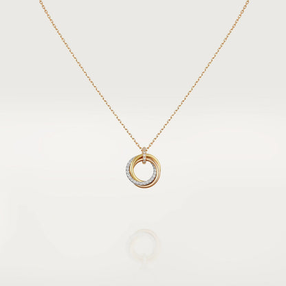 [⭐Hyrra Jewelry]TRINITY NECKLACE SILVER GOLD PINK GOLD DIAMONDS