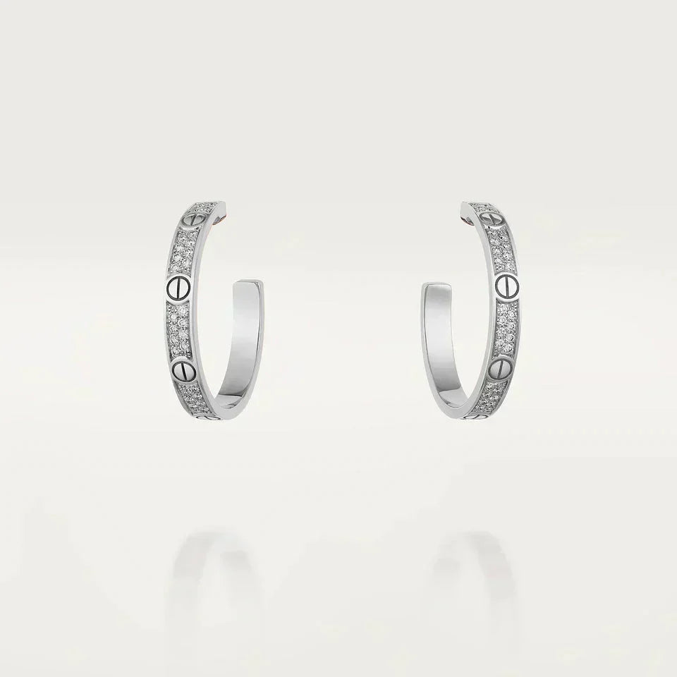 [⭐Hyrra Jewelry]LOVE DIAMOND SILVER HOOP EARRINGS