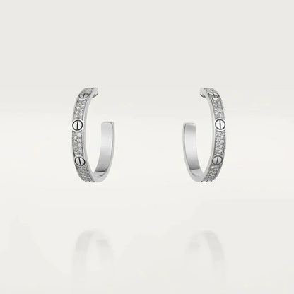 [⭐Hyrra Jewelry]LOVE DIAMOND SILVER HOOP EARRINGS