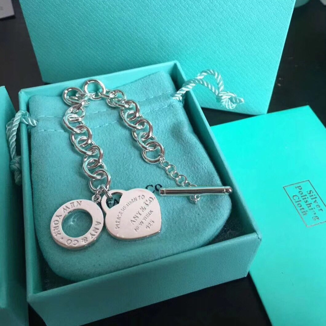 [Hyrra Jewelry]LOVE HEART PIN BUCKLE RETURN TO TIF SILVER BRACELET