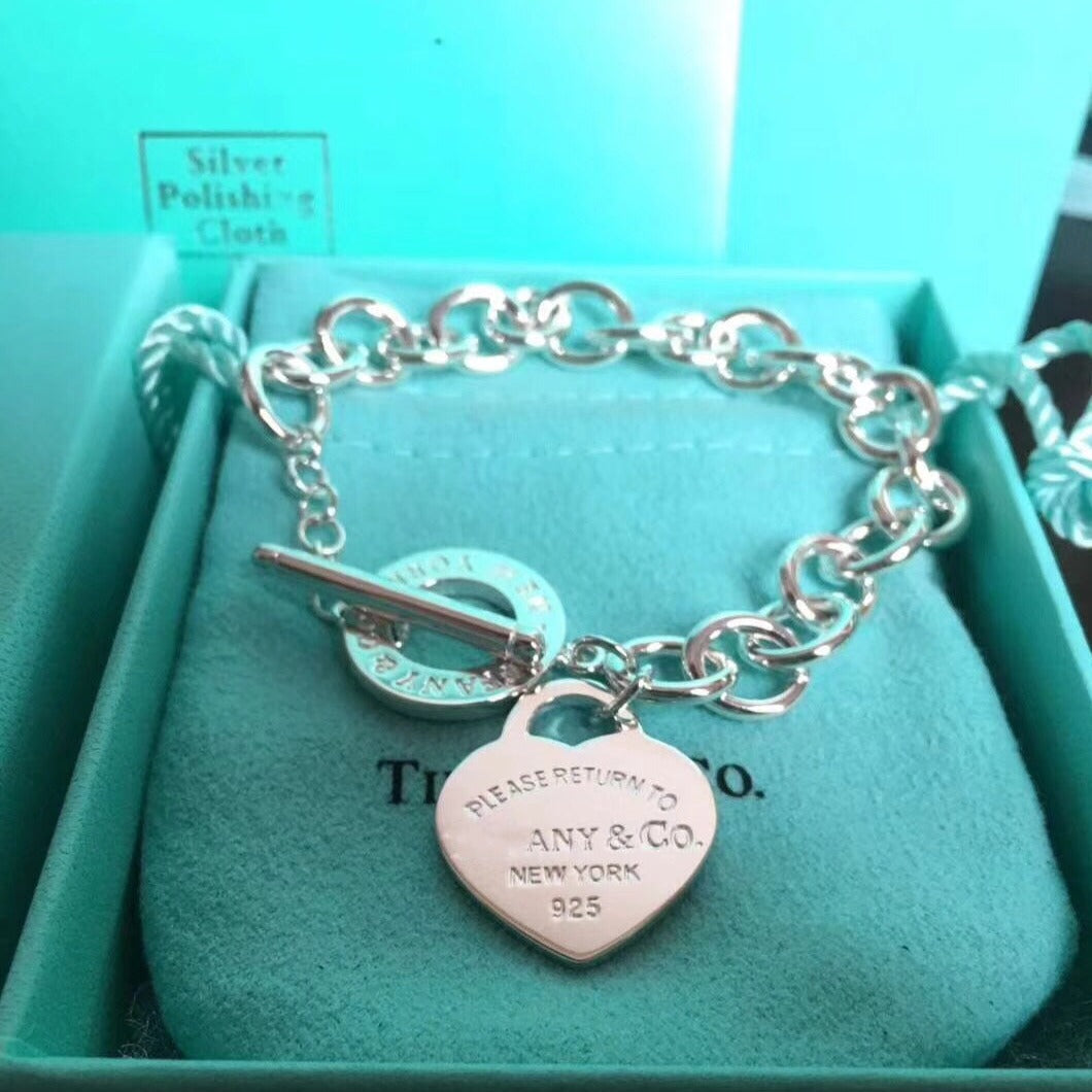 [Hyrra Jewelry]LOVE HEART PIN BUCKLE RETURN TO TIF SILVER BRACELET