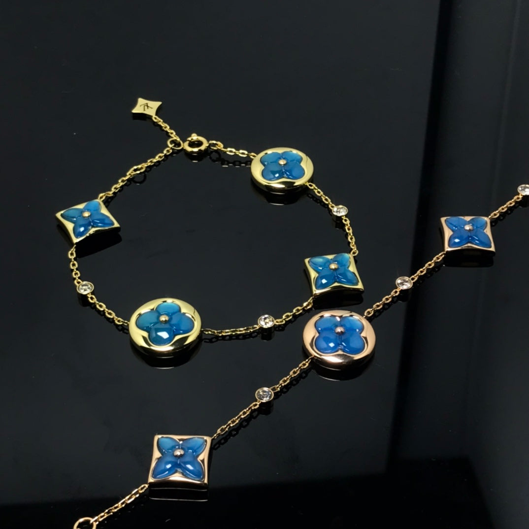 [⭐Hyrra Jewelry]STAR AND SUN 4 MOTIF BLUE BRACELET
