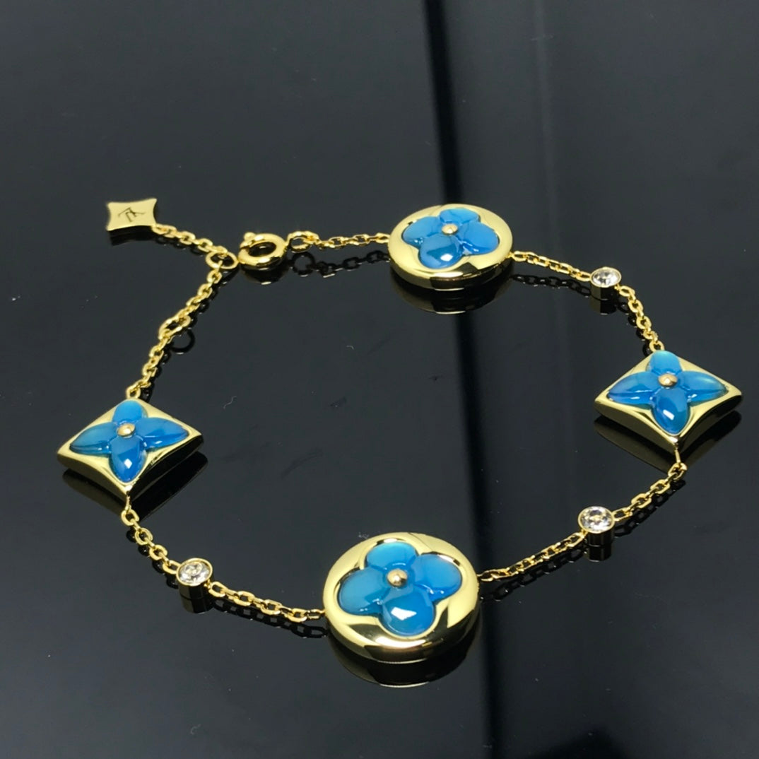[⭐Hyrra Jewelry]STAR AND SUN 4 MOTIF BLUE BRACELET