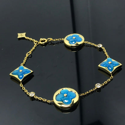 [⭐Hyrra Jewelry]STAR AND SUN 4 MOTIF BLUE BRACELET