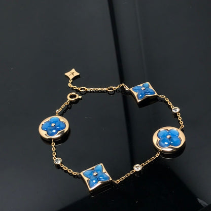 [⭐Hyrra Jewelry]STAR AND SUN 4 MOTIF BLUE BRACELET