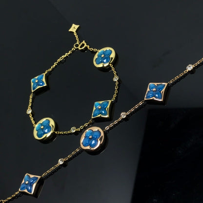 [⭐Hyrra Jewelry]STAR AND SUN 4 MOTIF BLUE BRACELET