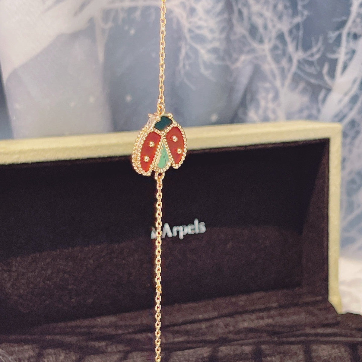 [⭐Hyrra Jewelry]LUCKY SPRING 1 MOTIF PINK GOLD BRACELET