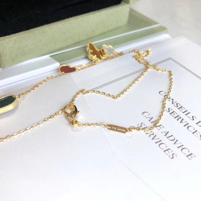 [⭐Hyrra Jewelry]LUCKY SPRING 4 MOTIFS ROSE GOLD NECKLACE