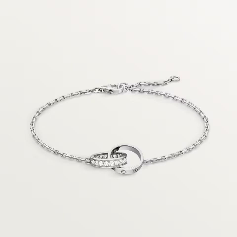 [⭐Hyrra Jewelry]LOVE DOUBLE RING HALF DIAMOND BRACELET