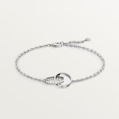 [⭐Hyrra Jewelry]LOVE DOUBLE RING HALF DIAMOND BRACELET