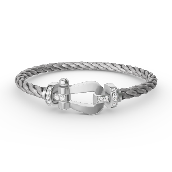[⭐Hyrra Jewelry]FORCE LARGE HORSESHOE HALF DIAMOND BRACELET SILVER