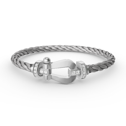 [⭐Hyrra Jewelry]FORCE LARGE HORSESHOE HALF DIAMOND BRACELET SILVER