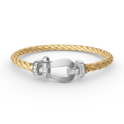 [⭐Hyrra Jewelry]FORCE LARGE HORSESHOE HALF DIAMOND BRACELET SILVER