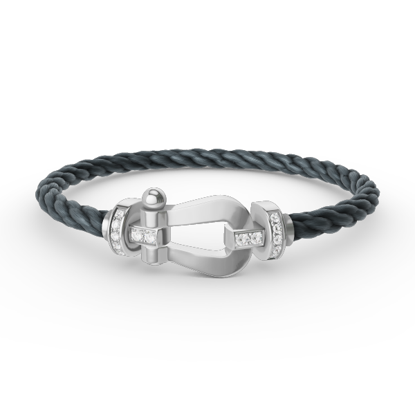 [⭐Hyrra Jewelry]FORCE LARGE HORSESHOE HALF DIAMOND BRACELET SILVER