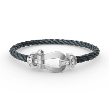 [⭐Hyrra Jewelry]FORCE LARGE HORSESHOE HALF DIAMOND BRACELET SILVER