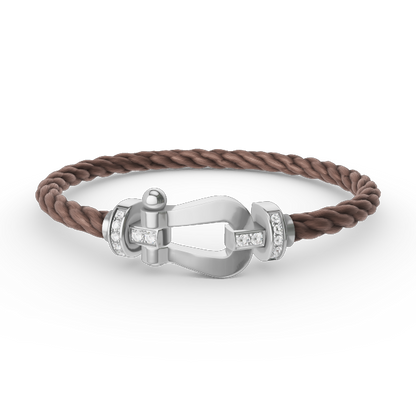 [⭐Hyrra Jewelry]FORCE LARGE HORSESHOE HALF DIAMOND BRACELET SILVER