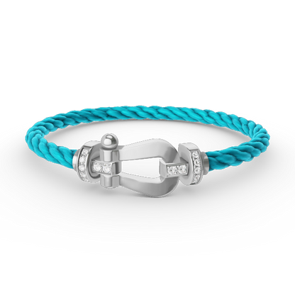 [⭐Hyrra Jewelry]FORCE LARGE HORSESHOE HALF DIAMOND BRACELET SILVER