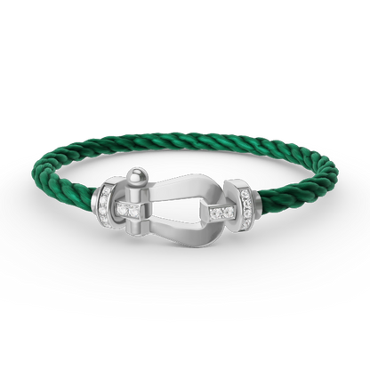 [⭐Hyrra Jewelry]FORCE LARGE HORSESHOE HALF DIAMOND BRACELET SILVER