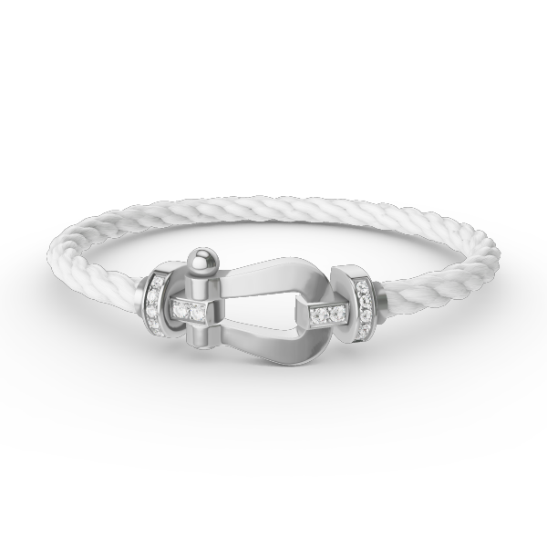 [⭐Hyrra Jewelry]FORCE LARGE HORSESHOE HALF DIAMOND BRACELET SILVER