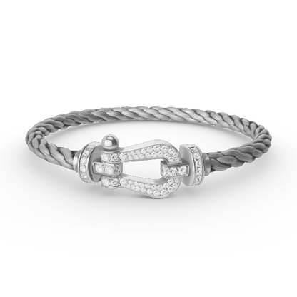 [⭐Hyrra Jewelry]FORCE LARGE HORSESHOE FULL DIAMOND BRACELET SILVER