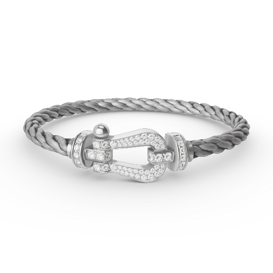 [⭐Hyrra Jewelry]FORCE LARGE HORSESHOE FULL DIAMOND BRACELET SILVER