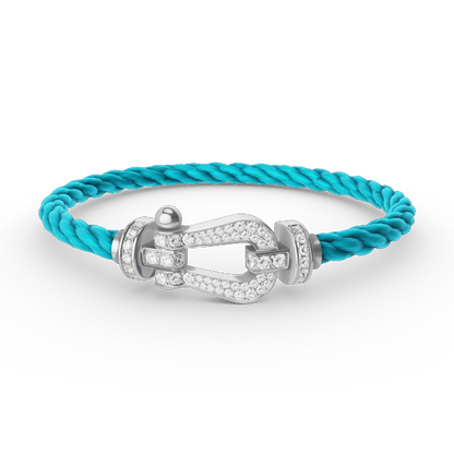 [⭐Hyrra Jewelry]FORCE LARGE HORSESHOE FULL DIAMOND BRACELET SILVER