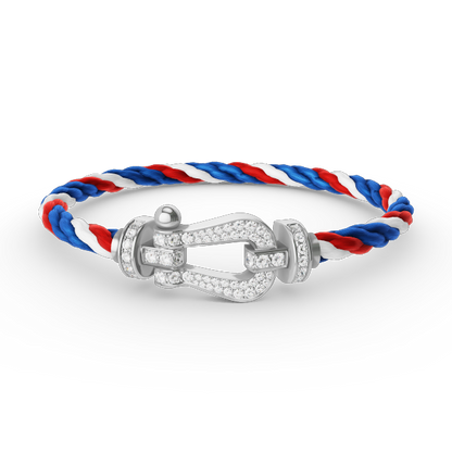 [⭐Hyrra Jewelry]FORCE LARGE HORSESHOE FULL DIAMOND BRACELET SILVER