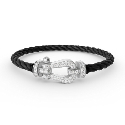 [⭐Hyrra Jewelry]FORCE LARGE HORSESHOE FULL DIAMOND BRACELET SILVER