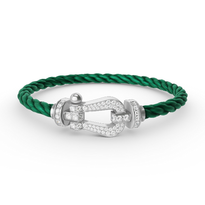 [⭐Hyrra Jewelry]FORCE LARGE HORSESHOE FULL DIAMOND BRACELET SILVER