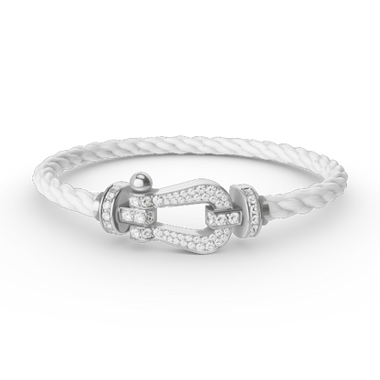 [⭐Hyrra Jewelry]FORCE LARGE HORSESHOE FULL DIAMOND BRACELET SILVER
