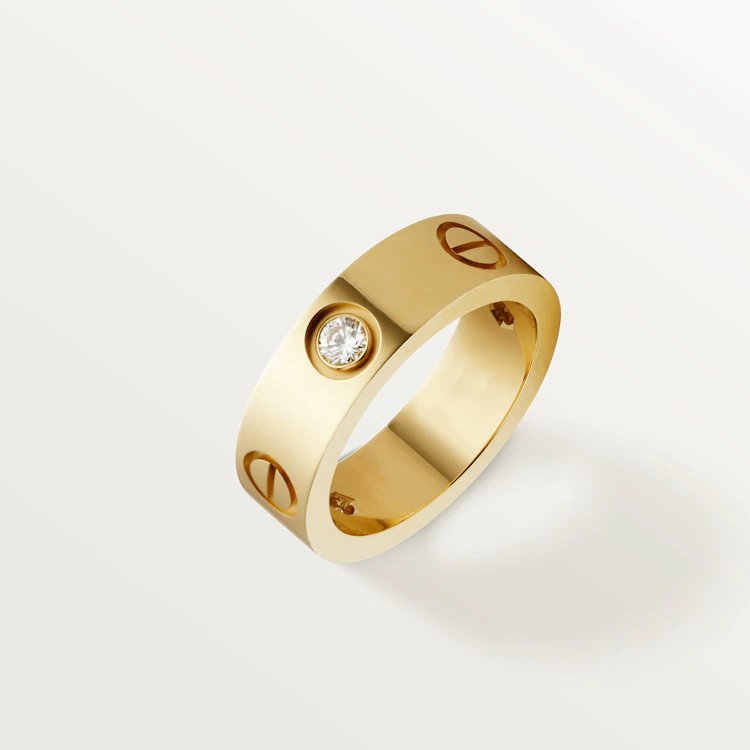 [⭐Hyrra Jewelry]LOVE RING 5.5MM 3 DIAMONDS PINK GOLD