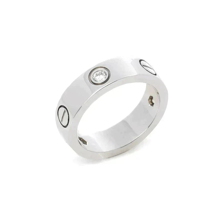 [⭐Hyrra Jewelry]LOVE RING 5.5MM 3 DIAMONDS SILVER