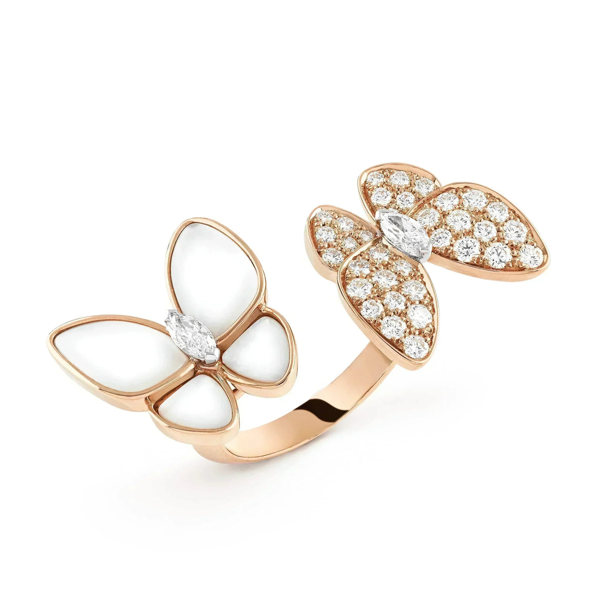 [⭐Hyrra Jewelry]TWIN BUTTERFLY DIAMOND MOP RING